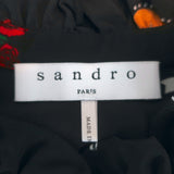 Sandro Wendy Tattoo Print Mini Dress Black Silk Size 2