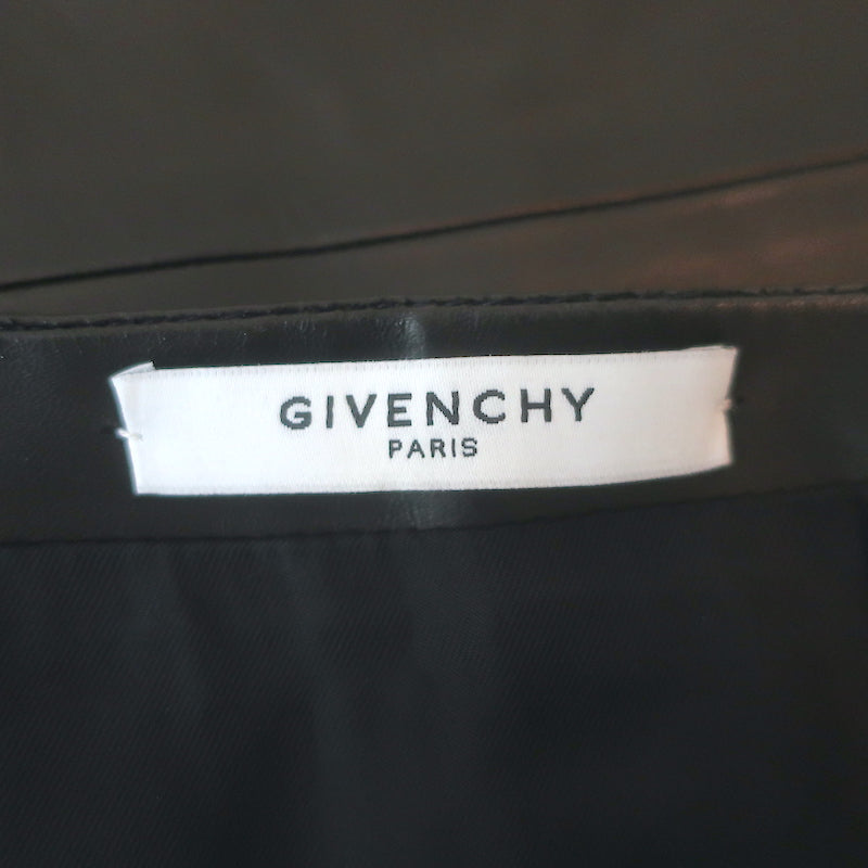 Givenchy Zip-Front Ruffled Leather Pencil Skirt Black Size 38