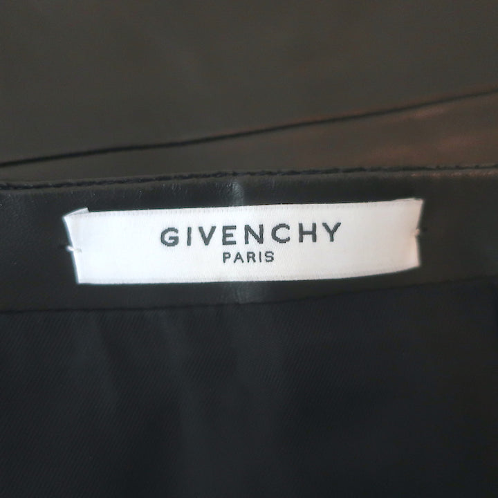 Givenchy Zip-Front Ruffled Leather Pencil Skirt Black Size 38