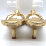 Larroude Valerie Mules Gold Metallic Leather Size 9 Kitten Heel Slide Sandals