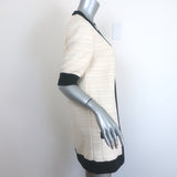 Gucci Contrast-Trimmed Tweed Short Sleeve Cardigan Cream/Black Size Large