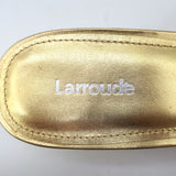 Larroude Valerie Mules Gold Metallic Leather Size 9 Kitten Heel Slide Sandals