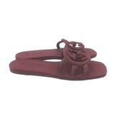 Gucci Palma Interlocking G Slide Sandals Burgundy Rubber Size 39