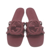 Gucci Palma Interlocking G Slide Sandals Burgundy Rubber Size 39