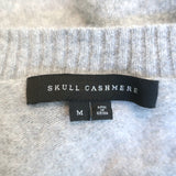 Skull Cashmere Beatrice Snake Intarsia V-Neck Sweater Light Gray Size Medium