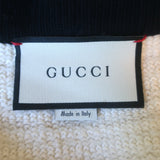 Gucci Contrast-Trimmed Tweed Short Sleeve Cardigan Cream/Black Size Large