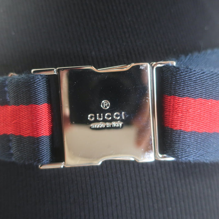 Gucci GG Supreme Double Pocket Belt Bag Beige Canvas &amp; Red Leather Crossbody