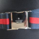 Gucci GG Supreme Double Pocket Belt Bag Beige Canvas & Red Leather Crossbody