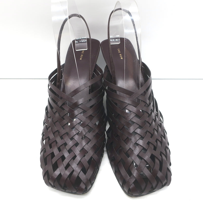 The Row Woven Leather Slingback Mules Espresso Size 40
