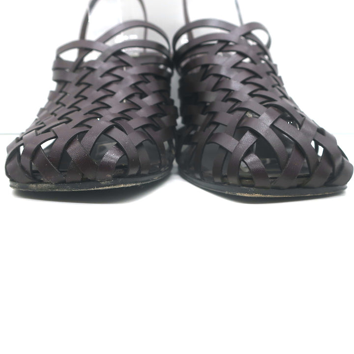 The Row Woven Leather Slingback Mules Espresso Size 40