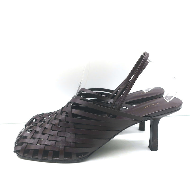 The Row Woven Leather Slingback Mules Espresso Size 40