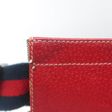 Gucci GG Supreme Double Pocket Belt Bag Beige Canvas & Red Leather Crossbody
