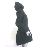 KAUFMANFRANCO Hooded Peplum Coat Black Taffeta Size 6 Zip-Up Jacket