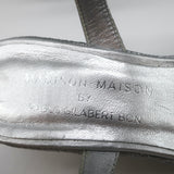 Madison Maison Woven Platform Wedge Sandals Silver Size 38 Ankle Strap Heels