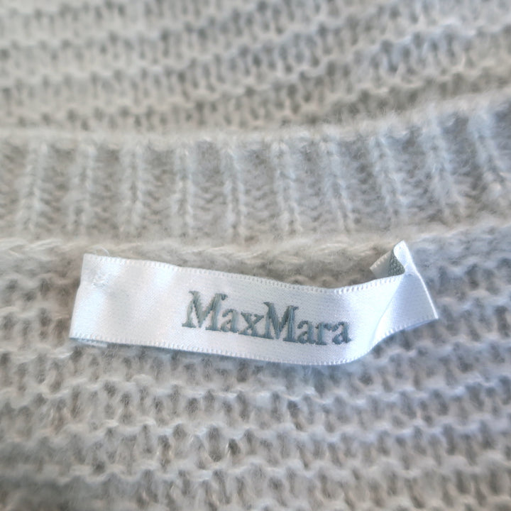 Max Mara Finnici Raglan Sweater Light Gray Cashmere-Silk Knit Size Medium