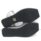 Madison Maison Woven Platform Wedge Sandals Silver Size 38 Ankle Strap Heels