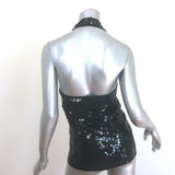 Alexander McQueen Sequined Asymmetric Halter Top Black Crepe Size 40