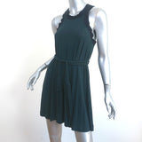 Lanvin Braided Belt Sleeveless Mini Dress Dark Teal Jersey Size Extra Small