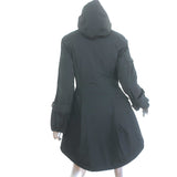 KAUFMANFRANCO Hooded Peplum Coat Black Taffeta Size 6 Zip-Up Jacket