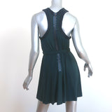 Lanvin Braided Belt Sleeveless Mini Dress Dark Teal Jersey Size Extra Small