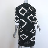 Chanel 20P Intarsia Knit Short Sleeve Long Cardigan Black Cotton-Hemp Size 40