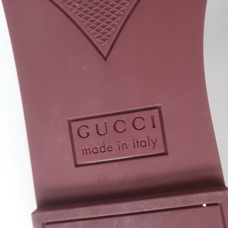 Gucci Palma Interlocking G Slide Sandals Burgundy Rubber Size 39