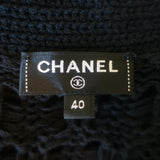 Chanel 20P Intarsia Knit Short Sleeve Long Cardigan Black Cotton-Hemp Size 40