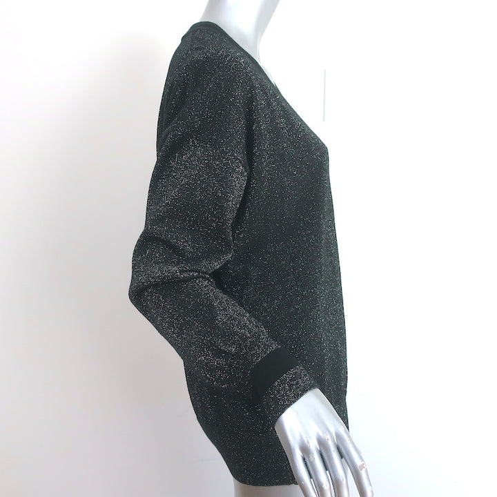 Equipment V-Neck Sweater Lucinda Black Metallic Wool-Blend Size Medium
