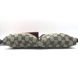 Gucci GG Supreme Double Pocket Belt Bag Beige Canvas & Red Leather Crossbody