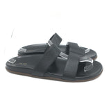 The Row Hugh Toe Ring Slide Sandals Black Grained Leather Size 39