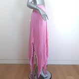 Khaite Charlotte Pleated Asymmetric Midi Skirt Pink Crepe de Chine Size 4 NEW