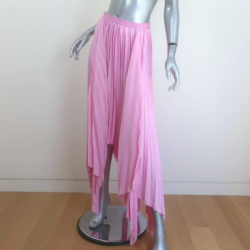 Khaite Charlotte Pleated Asymmetric Midi Skirt Pink Crepe de Chine Size 4 NEW