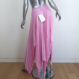 Khaite Charlotte Pleated Asymmetric Midi Skirt Pink Crepe de Chine Size 4 NEW