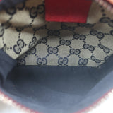 Gucci GG Supreme Double Pocket Belt Bag Beige Canvas & Red Leather Crossbody