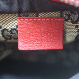 Gucci GG Supreme Double Pocket Belt Bag Beige Canvas & Red Leather Crossbody
