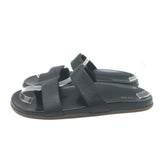 The Row Hugh Toe Ring Slide Sandals Black Grained Leather Size 39