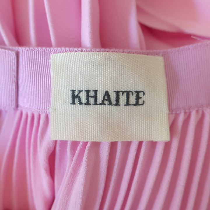 Khaite Charlotte Pleated Asymmetric Midi Skirt Pink Crepe de Chine Size 4 NEW