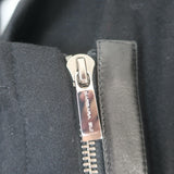 Barbara Bui Leather-Sleeve Draped Jacket Black Wool-Blend Size 42