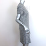 Chanel Allover Crystal Short Sleeve Sweater Dress Silver Angora-Silk Size 40
