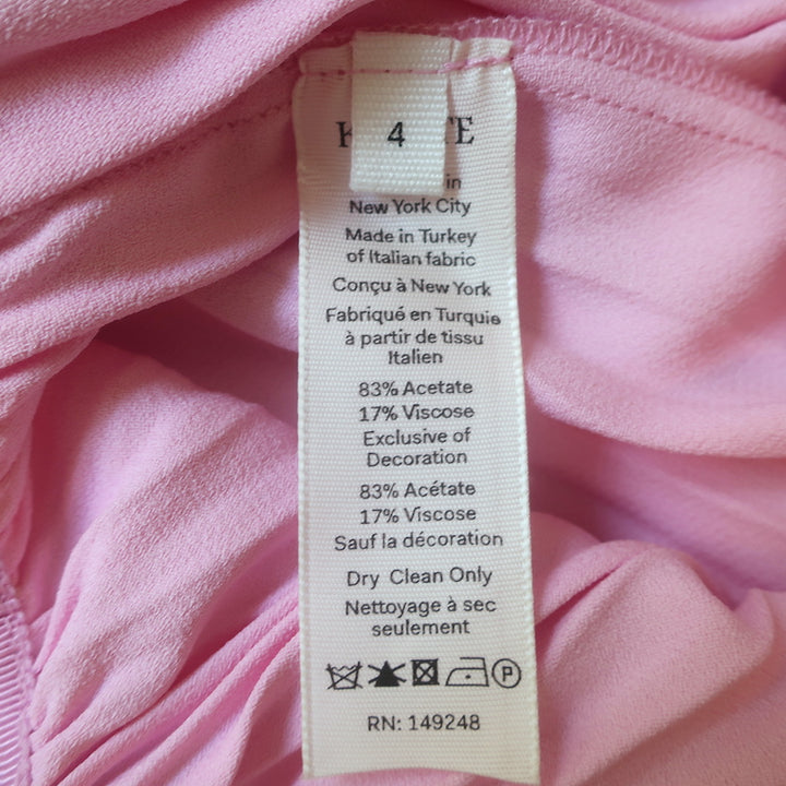 Khaite Charlotte Pleated Asymmetric Midi Skirt Pink Crepe de Chine Size 4 NEW
