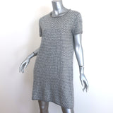 Chanel Allover Crystal Short Sleeve Sweater Dress Silver Angora-Silk Size 40
