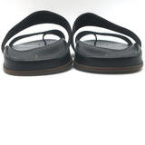 The Row Hugh Toe Ring Slide Sandals Black Grained Leather Size 39