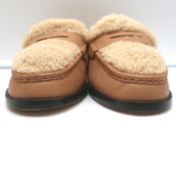 PAIGE Emmett Shearling-Lined Loafer Mules Beige Leather Size 9.5 NEW