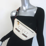 Gucci Logo Belt Bag Ivory Grained Leather Small Crossbody