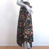 Ulla Johnson Carine Midi Skirt Navy Floral Print Silk Twill Size 2
