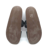 The Row Hugh Toe Ring Slide Sandals Black Grained Leather Size 39