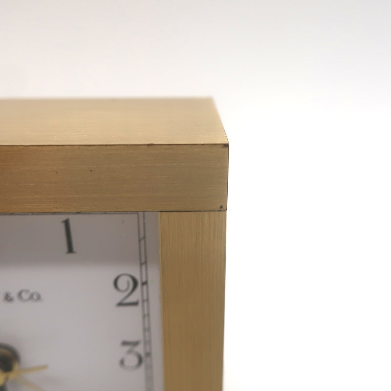 Vintage Tiffany &amp; Co. Swiss Quartz Brass Square Desk Clock