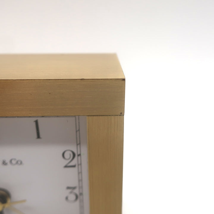 Vintage Tiffany &amp; Co. Swiss Quartz Brass Square Desk Clock