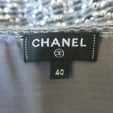Chanel Allover Crystal Short Sleeve Sweater Dress Silver Angora-Silk Size 40