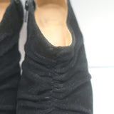 Christian Louboutin Treopli 120 peep-toe booties in black ruched suede, pre-owned with gentle wear for authentic luxury